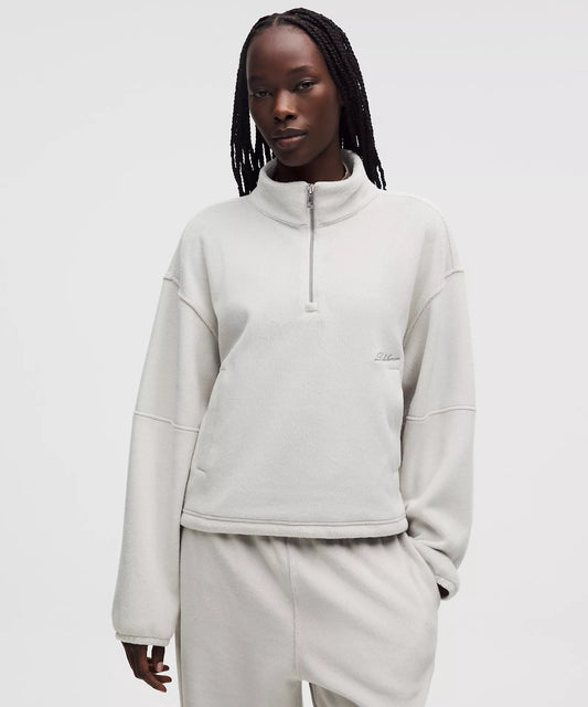 Plush Velour Oversized Half Zip